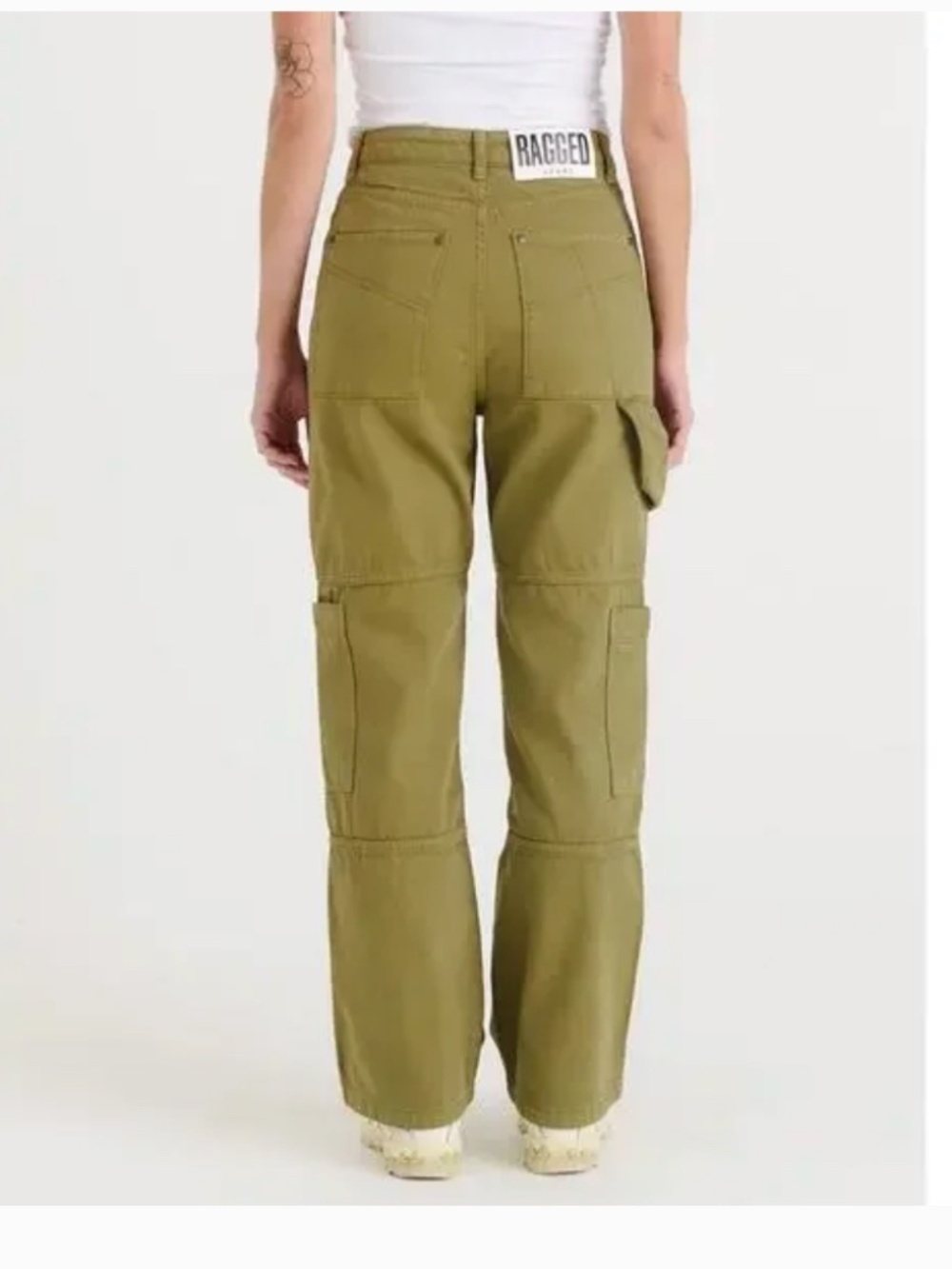 The Ragged High Rise Green Combat Dad Relaxed Straight Streetwear Jeans Size 28 - Picture 2 of 10